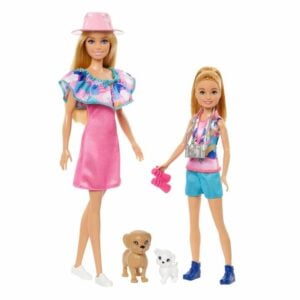 Mattel Barbie And Stacie To The Rescue Doll Set – Amazing Adventure Playset with 2 Dolls and 2 Pets for Kids 3+ Years, Fun Role Play Toy