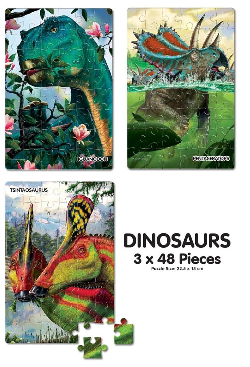 Frank Dinosaurs Puzzles 3x48 Pieces | Fun & Educational Puzzle Set