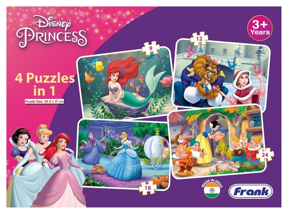 Disney Princess Puzzle toy for kids, Disney Princess Puzzle educational playset, Disney Princess Puzzle learning toy, Disney Princess Puzzle 4-in-1 jigsaw set, Disney Princess Puzzle colorful illustrations