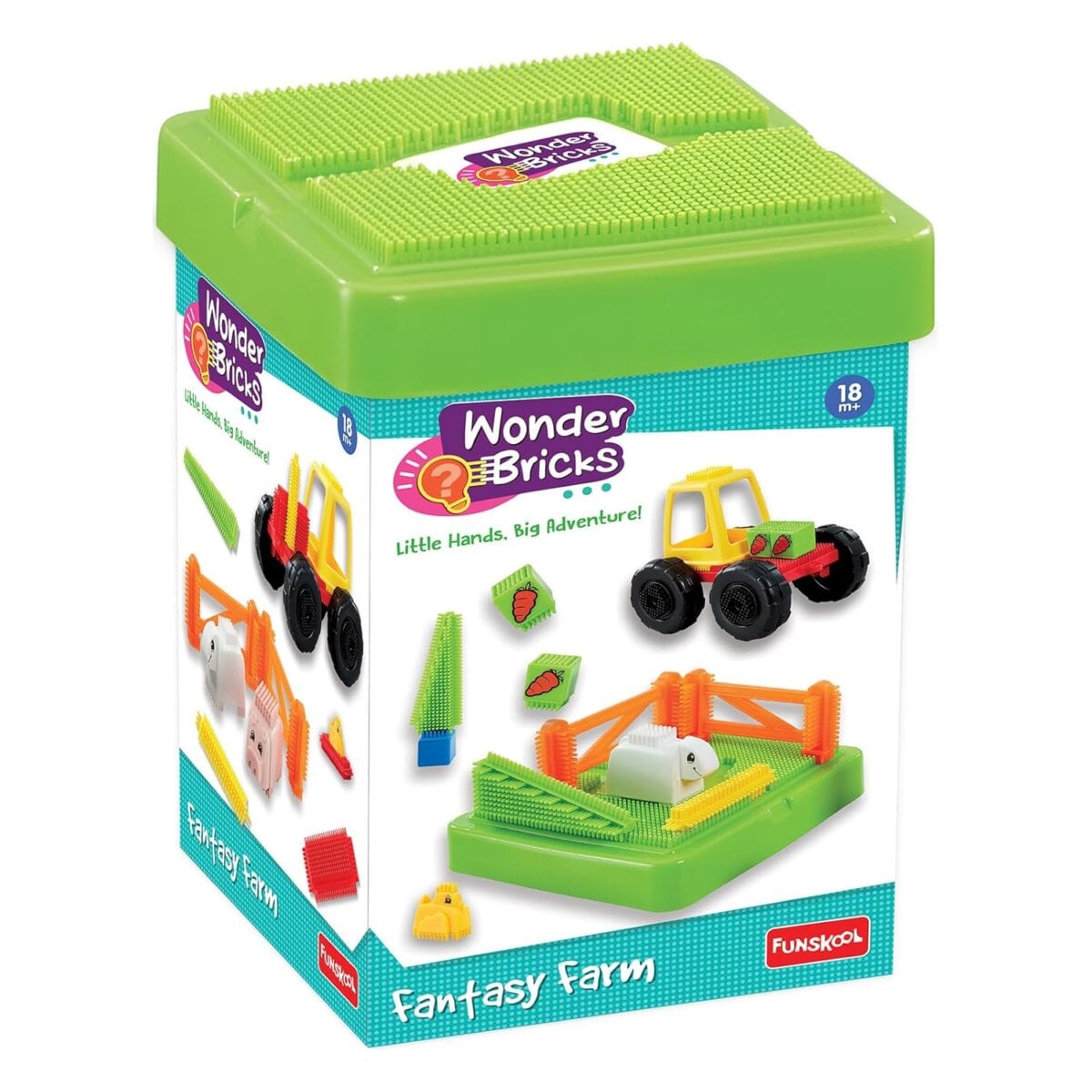 Funskool Wonder Bricks Fantasy Farm Educational 19 Pieces Construction Blocks Set for Kids | 18+Months