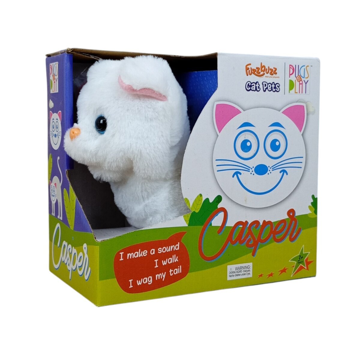 Fuzzbuzz Pugs At Play Casper Cat Pet | Walking, Meowing Interactive Plush Toy for Kids | 3+ Years
