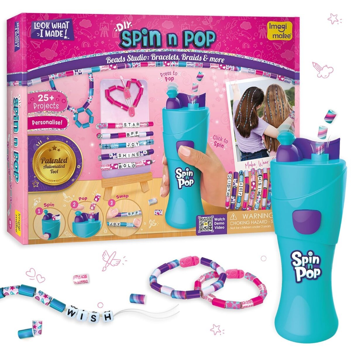 Imagi make 'Look What I Made DIY Spin n POP Beads Studio: Bracelets, Braids Maker' 25+ Projects.|