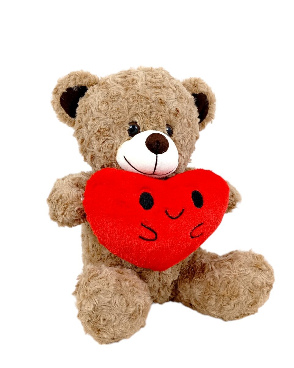 Just Bear Rose St Heart Soft Teddy Bear 33 Cm | Charming Plush Teddy with Rose and Heart Design For Kids | 3+ Years