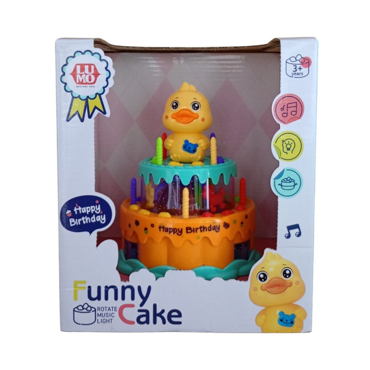 LUMO Happy Birthday Funny Duck Rotate Music Light Cake Toy | 3+Year