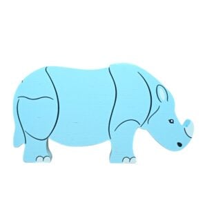 Play Toys 'Mighty Medium Creatures (One Horned Rhino) Wooden Animal Toy. 18cm X 10cm X 2cm For Kids | 3+Year