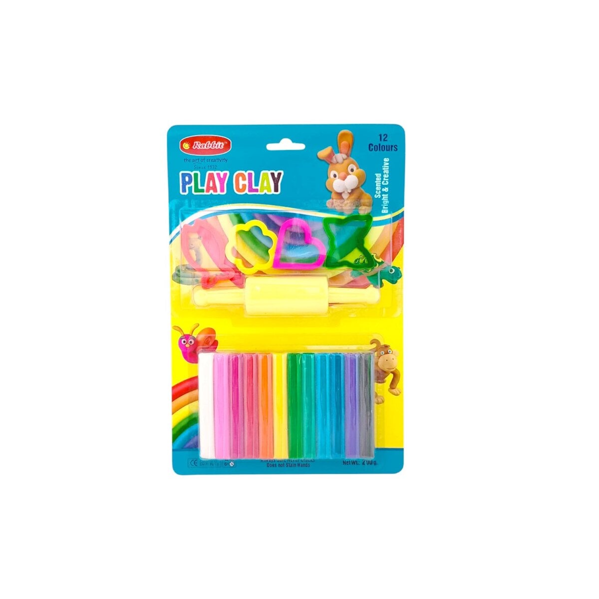 Rabbit 12 Colors Play Clay With Roller and 4 Mold Scented Bright and Creative | 3+Year