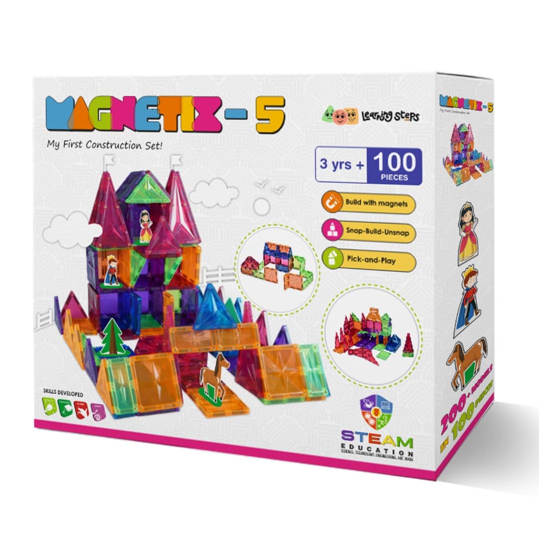 Zephyr Magnetix- 5 My First Construction Set (100 Pcs) | Creative Magnetic Building Toy for Kids | 3+ Years