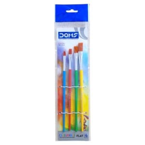 DOMS Colourmate Synthetic Hair Paint Brush Set (4 – Flat) | Amazing Painting Tool Set for Kids & Artists | Smooth Brushes for 5+ Years