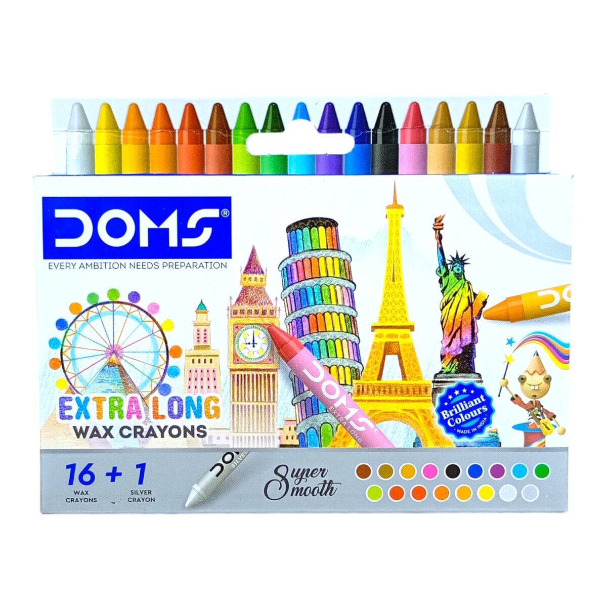 DOMS Extra Long Super Smooth Wax Crayons, DOMS Extra Long Super Smooth Wax Crayons for kids, educational crayons for kids, kids art supplies, wax crayons set for drawing, creative art crayons for children