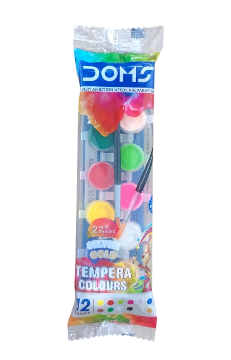 DOMS Tempera Colors 12 Shades Pouch Pack | Creates Transparent and Translucent Effect On Any Water Color Surface | 5+Year