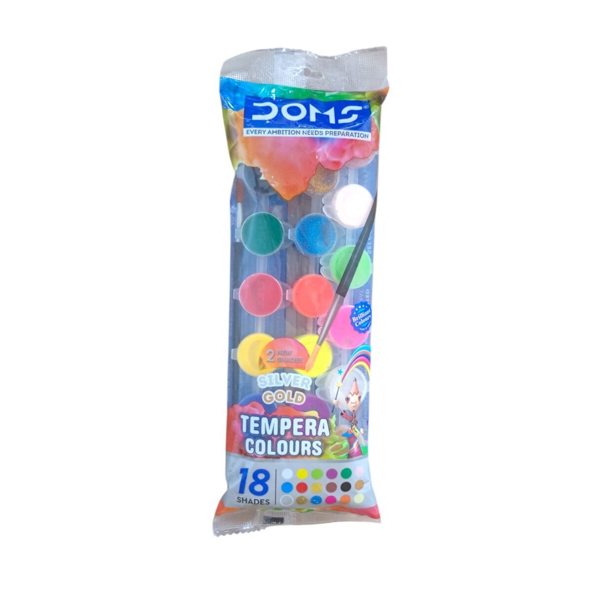 DOMS Tempera Colors 18 Shades Pouch Pack | Creates Transparent and Translucent Effect On Any Water Color Surface| 5+Year