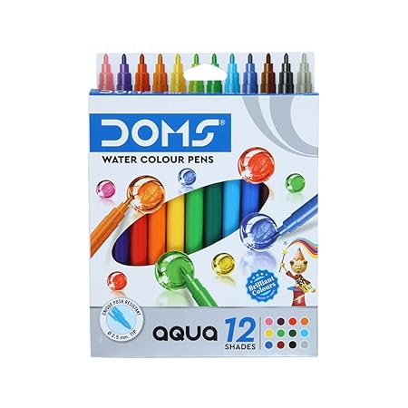 Doms Aqua Water Colour Sketch Pen Set, Doms Water Colour Sketch Pens for kids, Non-toxic sketch pens for kids, Bright Water Colour Sketch Pens, Safe watercolour pens for kids