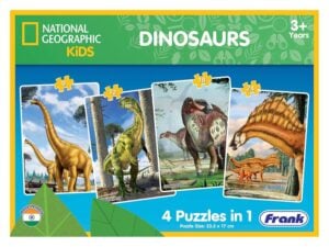 Frank 4-in-1 National Geographic Dinosaurs Jigsaw Puzzle Set, Dinosaur puzzles for kids, Brain booster puzzles for kids, Fun puzzle games for kids, Kids educational puzzles, Jigsaw puzzle set for young learners