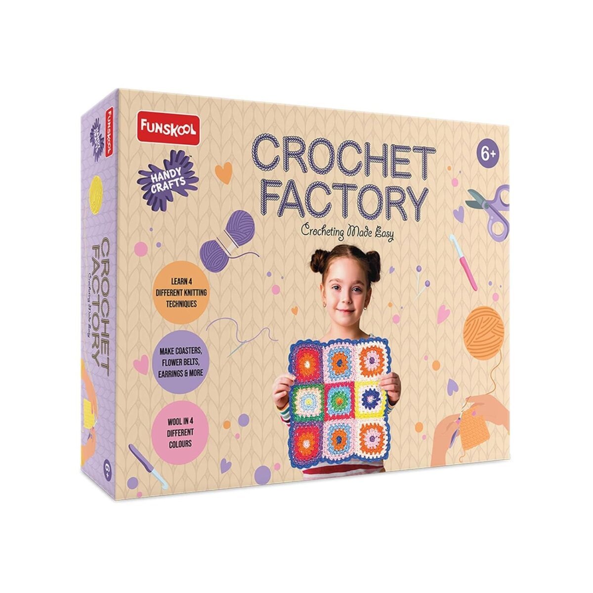 Funskool Handy Crafts Crochet Factory Crocheting Mode Easy DIY Kit | Creativity Learning Engaging Fun Activity For Children's | 6+Years