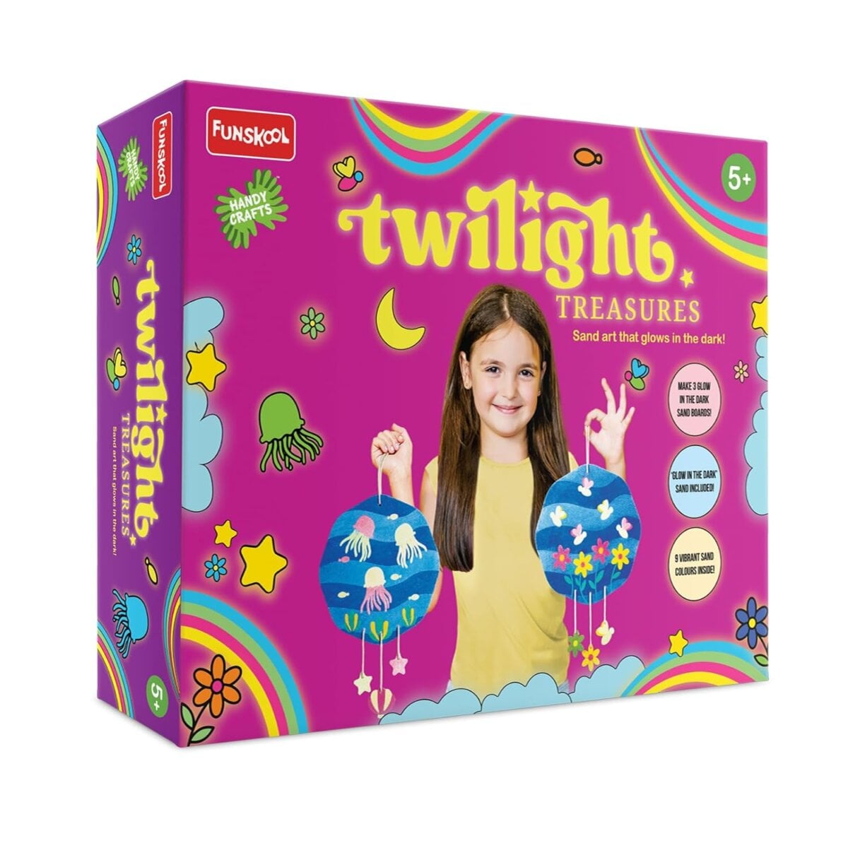 Funskool Handycrafts Twilight Treasures Sand Art that Glows In The Dark Art and Craft Kit For Kids | 5+Years