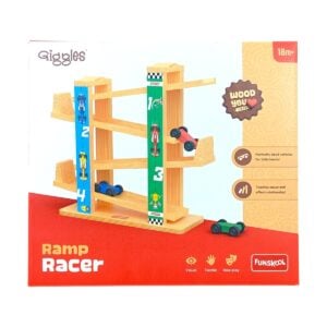 Funskool Ramp Racer Wooden Racing Toy with 3 Mini Cars Fine Motor Skills Free Wheeling Cars For Kids | 18 + Months