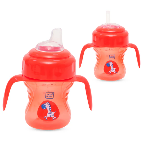 MEE MEE 2-in-1 Spout and Straw Sipper Cup | Twin Handle for Better Hold Grip and Drink | 150ml, BPA Free, Non-Toxic with Anti Leak System | 3+Months