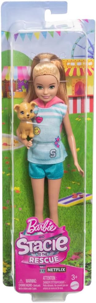 Mattel Barbie Stacie Doll With Pet Dog toy for kids, Barbie Stacie Doll imaginative playset, To The Rescue Barbie movie doll, Barbie Stacie Doll creative play, Barbie Stacie Doll 3+ years