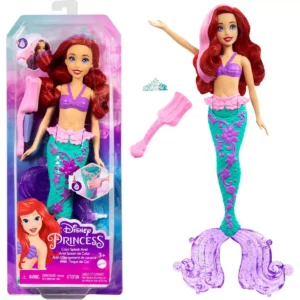 Mattel Disney Princess Color Splash Ariel Doll Set – Amazing Water Play Mermaid Toy with Color-Changing Fun for Kids 3+ Years