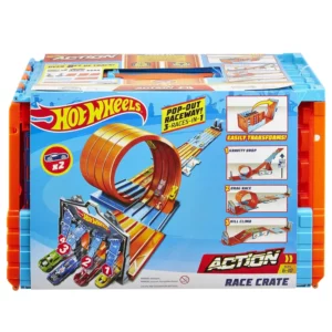Mattel Hot Wheels Race Crate with 3 Stunts in 1 Set Portable Storage for Kids | Ultimate Racing And Stunt Playset for Creative Fun Age 3+