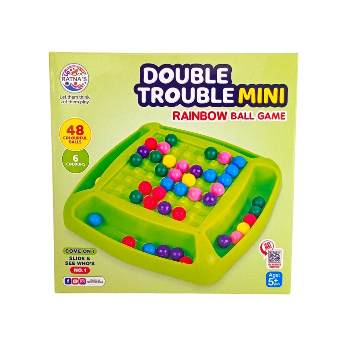 Ratna's Double Trouble Mini Rainbow Ball Fun Puzzle Game | Brain-Boosting Color Matching Toy for Kids | 5+Years