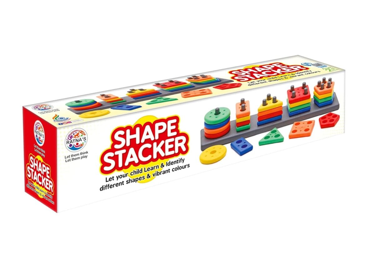 Ratna's Shape Stacker Geometric Blocks Set | Educational Shape Sorting Toy for Kids | 2+ Years