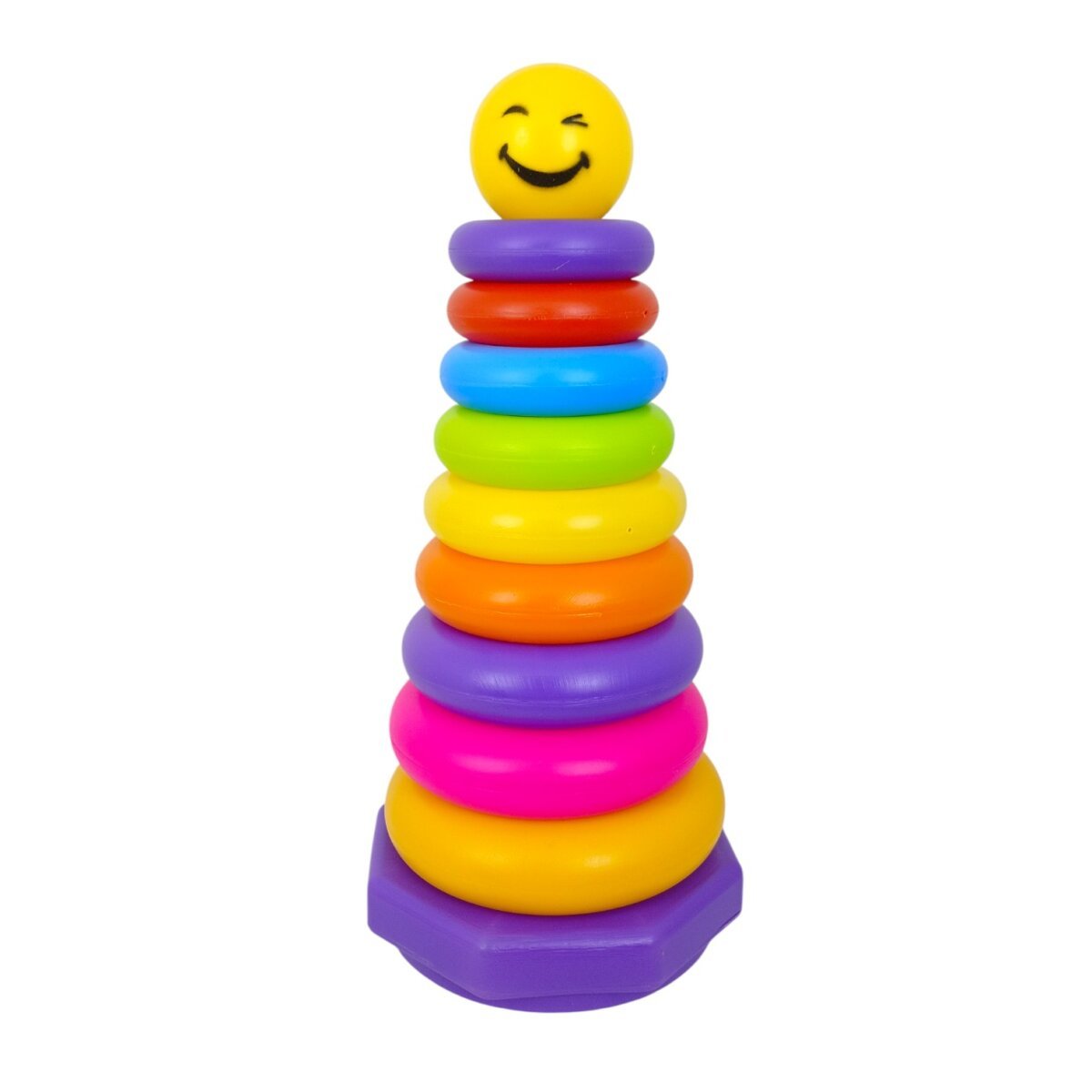 Ratna's Smiley Stacking Ring Jumbo Plastic Multicolor Different Size 9 Rings | Fun and Educational Toy for | 1+ Years