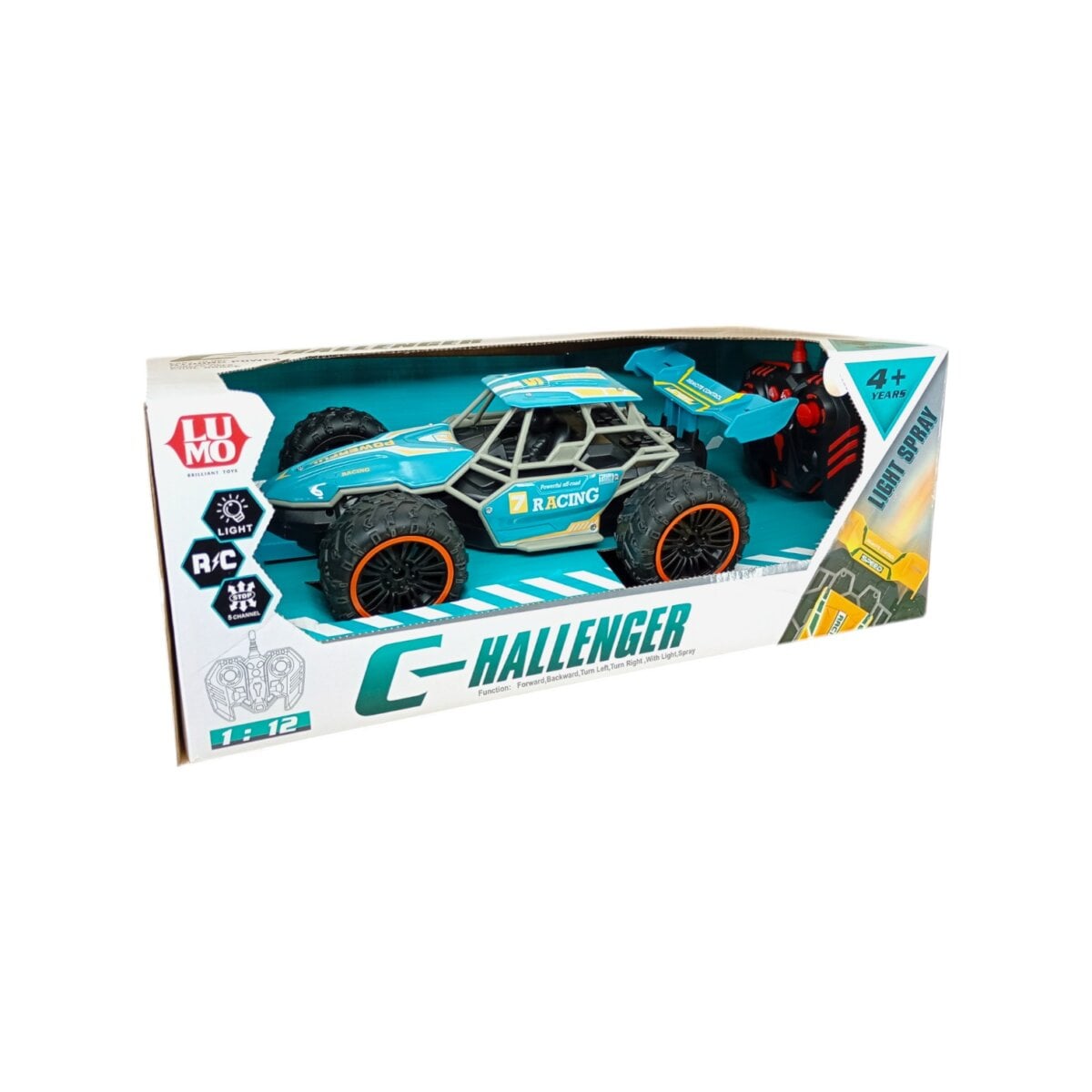 1:12 scale remote control car, 1:12 scale remote control G - Challenger Racing Car with Light Spray, kids remote control car with spray, LED light racing car for kids, remote control G - Challenger racing car, 1:12 scale kids racing car