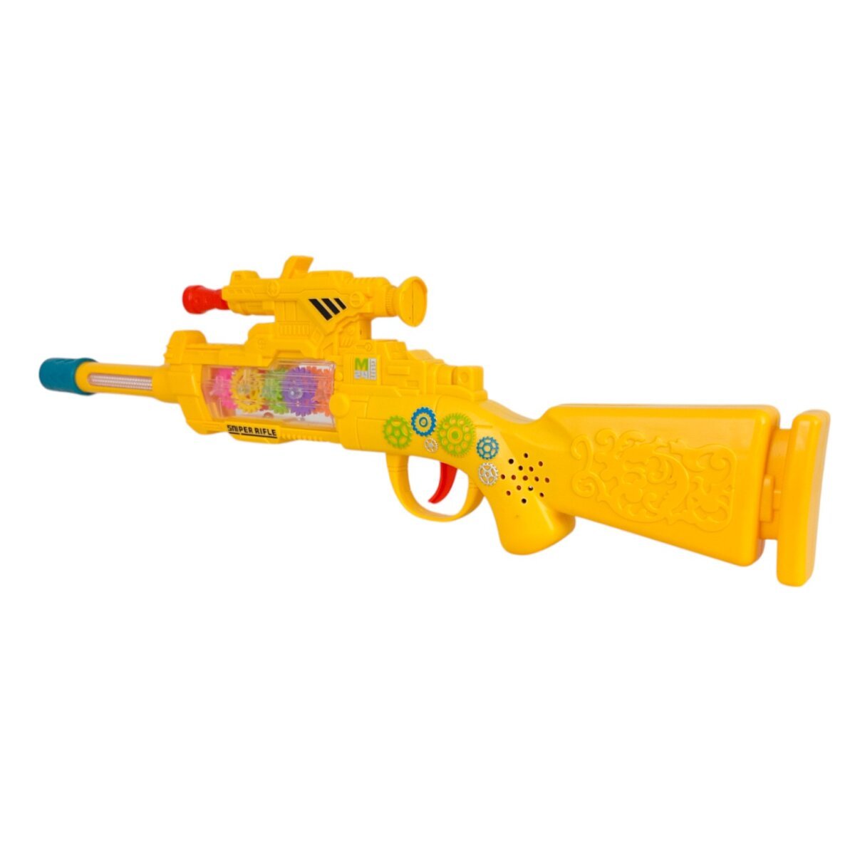 Electric Sniper Rifle With Transparent Gearwheel, Lights and Music For Kids | 3+ Years.