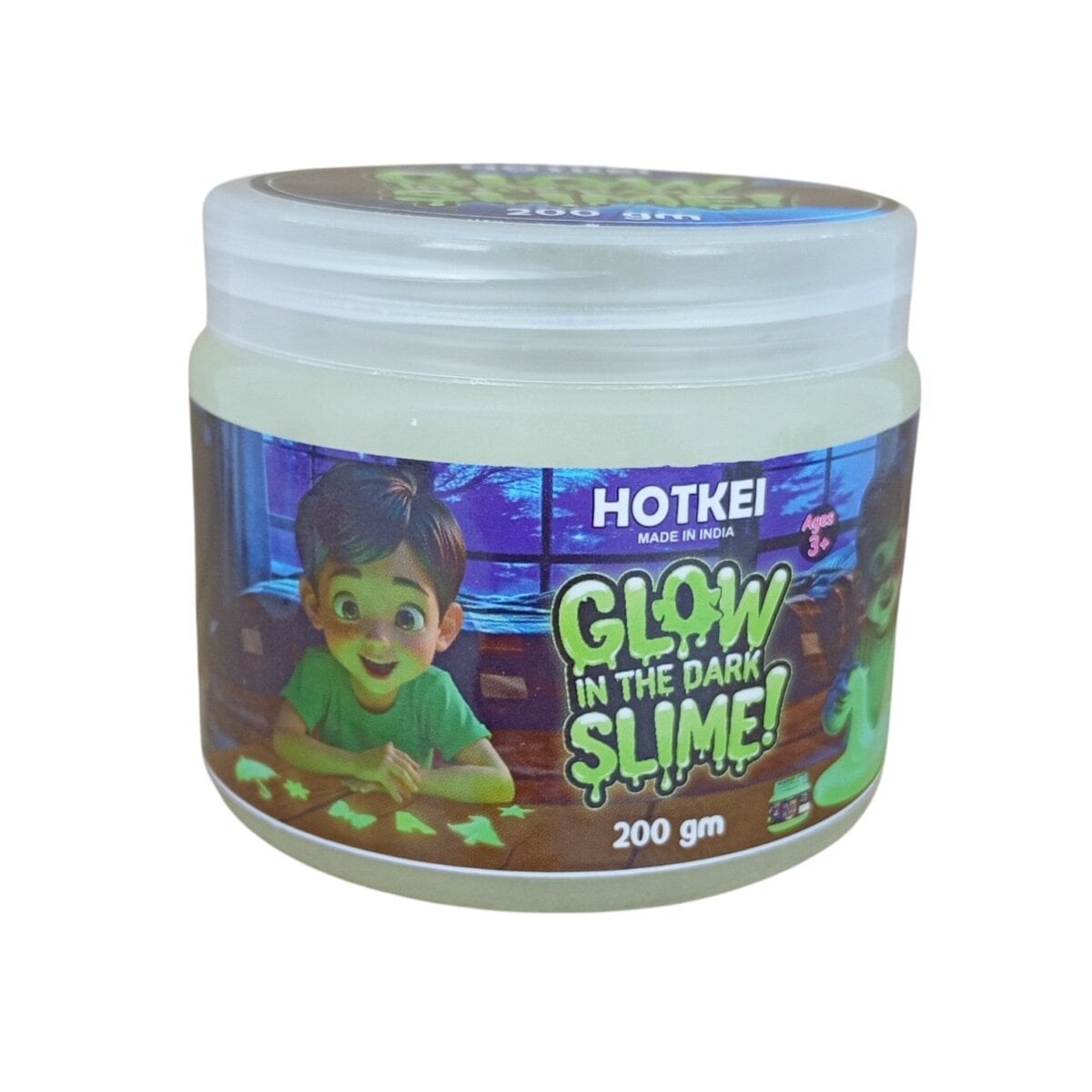Hotkei (200g) Glow in The Dark Slime for Kids | 3+Years sensory toy, Hotkei (200g) Glow in The Dark Slime for Kids | 3+Years creative play, Hotkei (200g) Glow in The Dark Slime for Kids | 3+Years educational slime toy