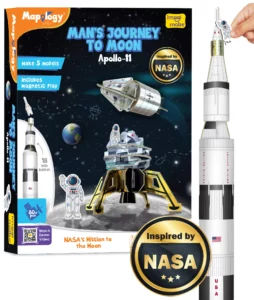 Imagimake Man's Journey to Moon Mission Apollo 11 | Amazing Rocket & Satellite 3D Puzzle Toy for Kids | Astronaut Space Kit for Age 5+