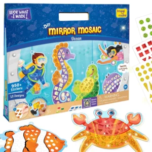 Imagimake Mirror Mosaic : Ocean | Mess Free DIY Mosaic Craft Kit | 950+ Foil Sticker For Kids | 3+Year