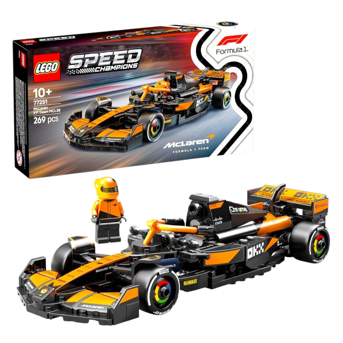 Lego Speed Champions McLaren F1 Team MCL38 Race Car Vehicle Set 77251 Building Blocks Toys for Kids | 10 Years+