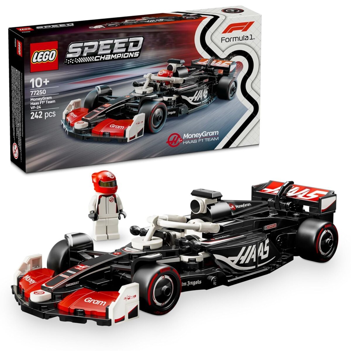 Lego Speed Champions Money Gram Haas F1 Team VF-24 Race Car Toy Vehicle 77250 Building Blocks | Toys for Kids | 10 Years+