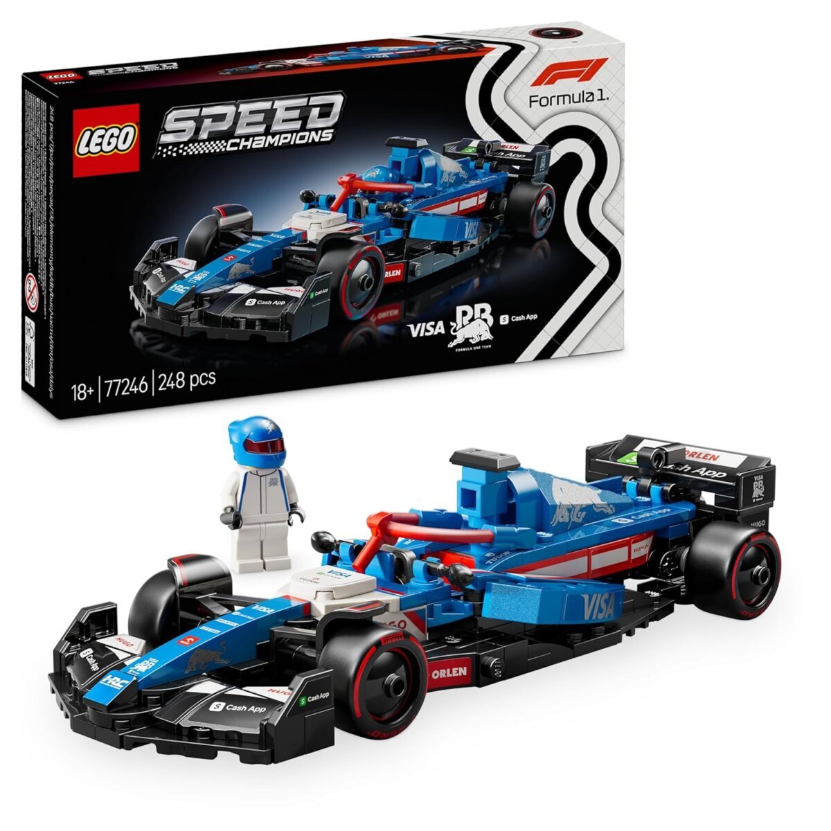 Lego Speed Champions Visa Cash App RB VCARB 01 F1 Race Car Vehicle Kit 77246 Building Blocks  for Kids | 18 Years