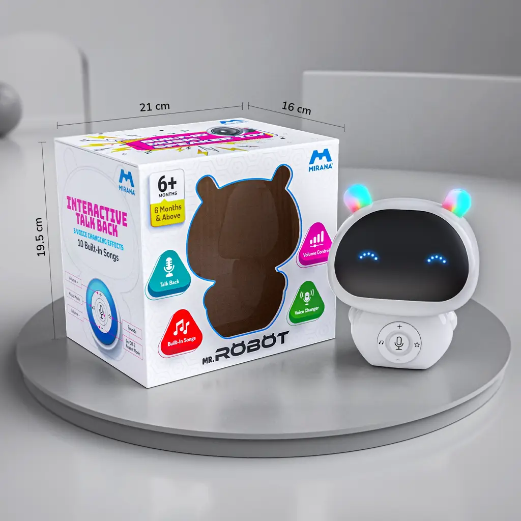MIRANA Mr. Robot | Talkback Feature | Voice Changer | Onboard Music | Volume Control | Interactive Fun Toy for Babies and Kids | 6+ Months.