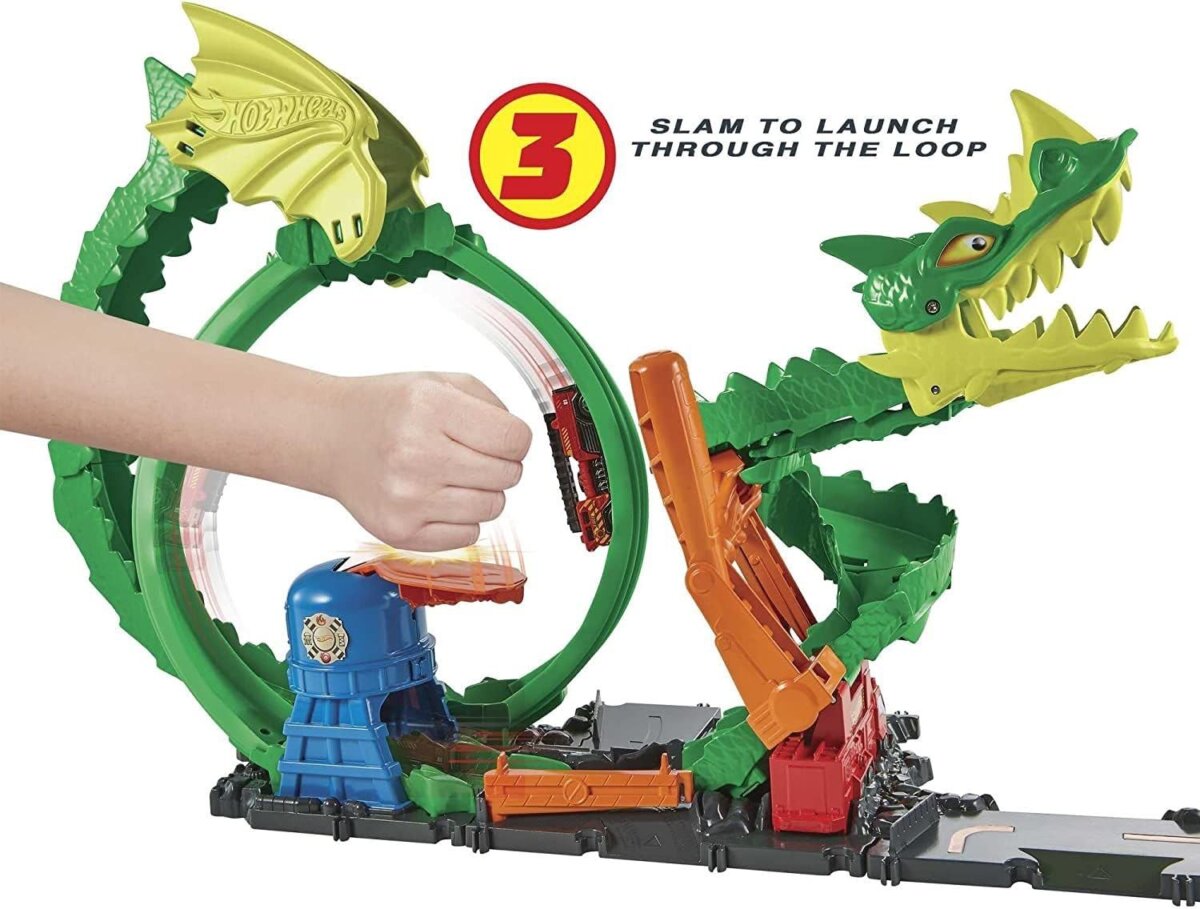 Buy Mattel Hot Wheels Fire Station With Dragon Nemesis And Track Play  Dragon Drive Firefight​​​​ Track Set with 1:64 Scale Toy Firetruck For Kids 