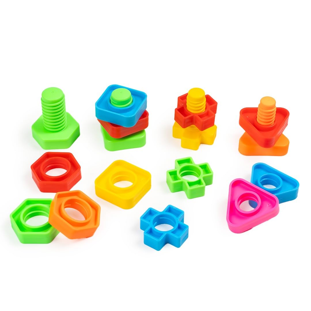Ratna's Nuts-N-Bolts Plastic Screwing and Unscrewing Toy | Educational Fine Motor Skill Toy for Kids | 2+Years