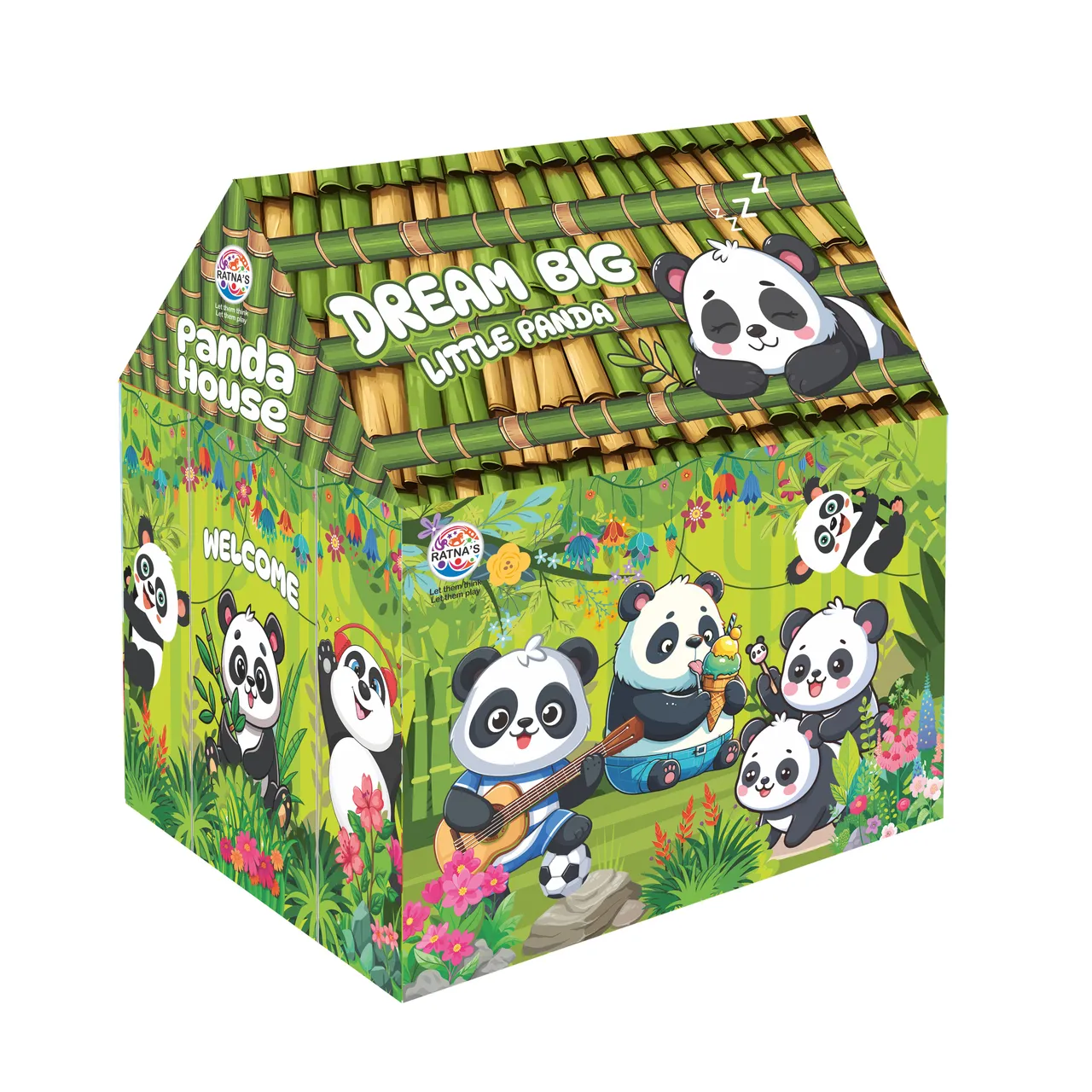 Ratna's Foldable Panda Tent House | Fun And Cozy Indoor-Outdoor Play Tent For Kids | 2+Years