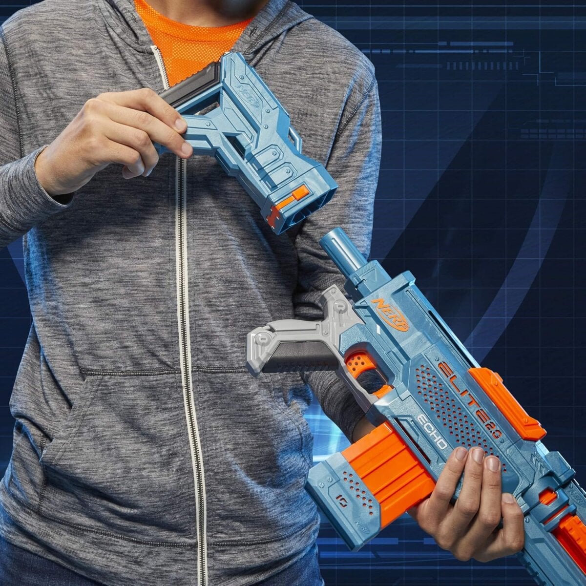 8 Hasbro 4 In 1 Nerf Elite 2.0 Echo Cs10 Soft Foam Dart Blaster | 24 Elite Darts, 10Dart Clip, Removable Stock Barrel, Blasters For Kids | 8+ Years. Hasbro 4 In 1 Nerf Elite 2.0 Echo Cs10 Soft Foam Dart Blaster | 24 Elite Darts, 10Dart Clip, Removable Stock Barrel, Blasters For Kids | 8+ Years. Image 9