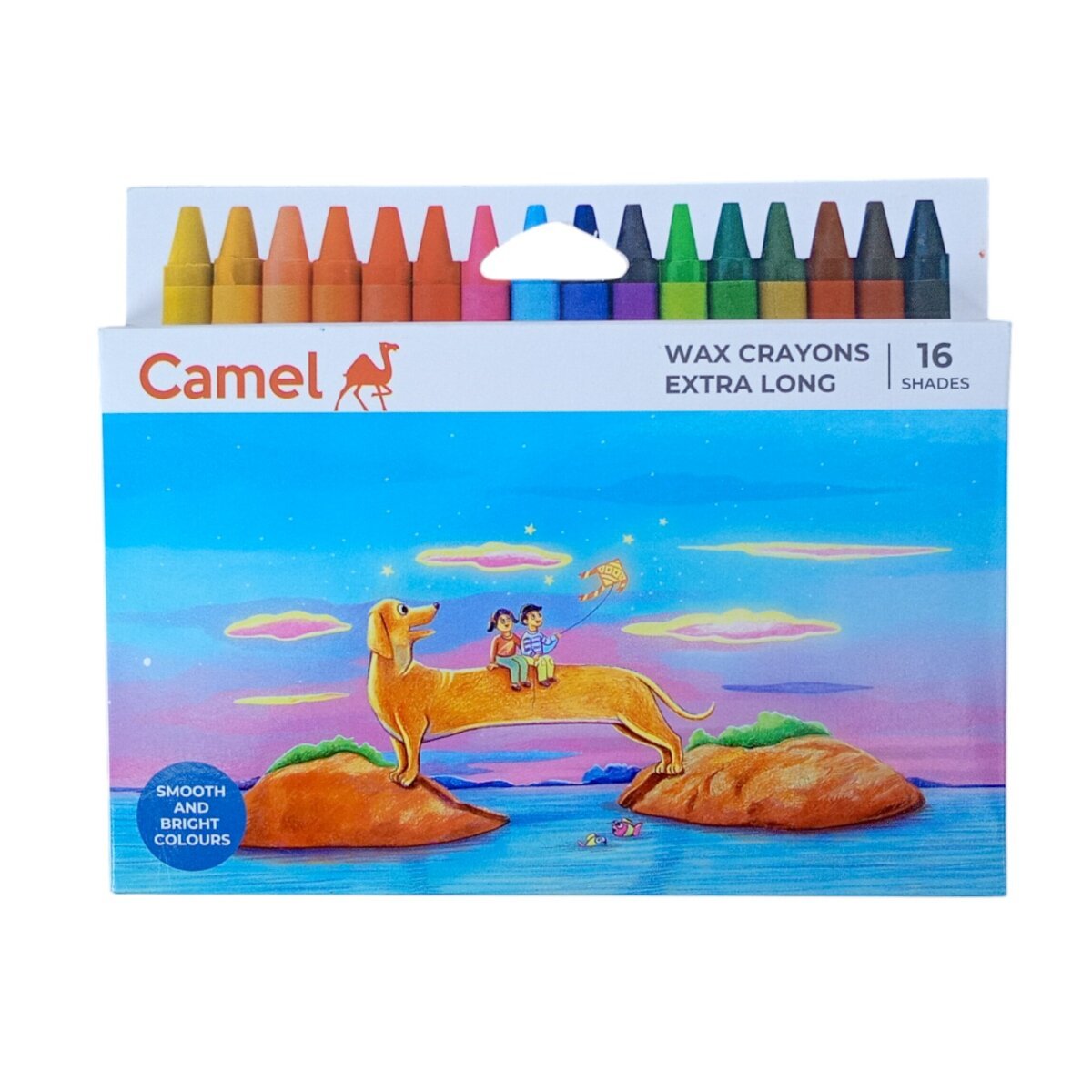 Camel Kokuyo Extra Long Wax Crayons | 16 Multicolour Shades For Kids | 3+Years