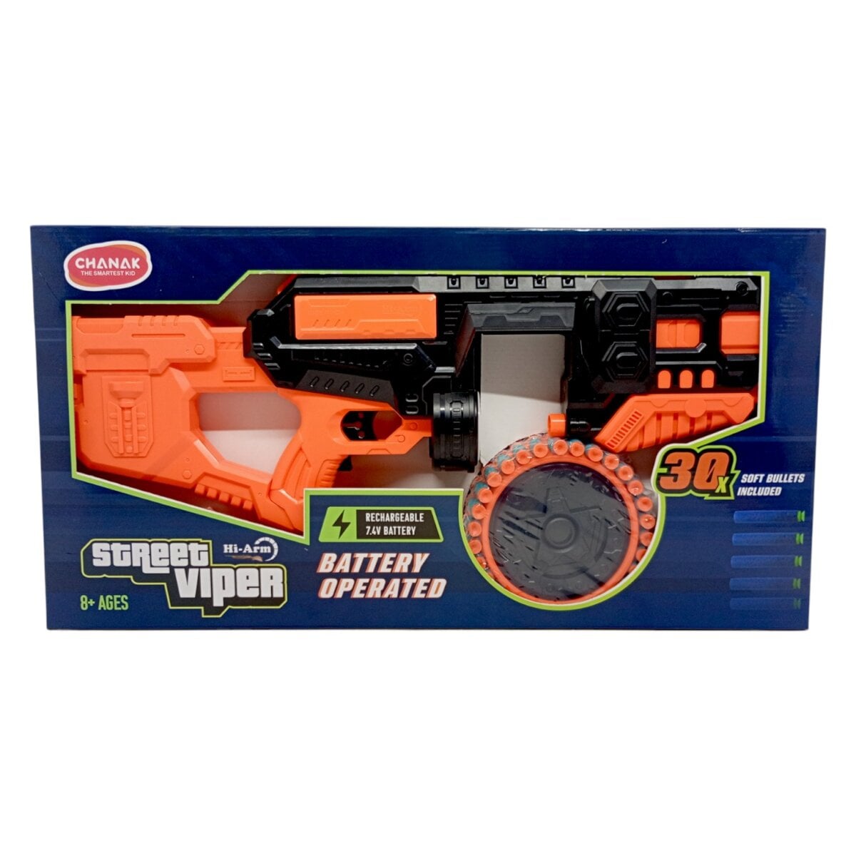 Chanak Street Viper Big Blaster Motorized Rechargeable Electric Battery Dart Gun Toy | 30 Soft Foam Bullet Darts, 60-Foot Firing Range For Kids | 8+Years