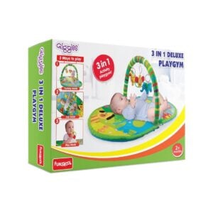 Giggles Funskool 3in1 Deluxe Play Gym – Ultimate Animal Printed Soft Activity Mat for Babies 2+ Months