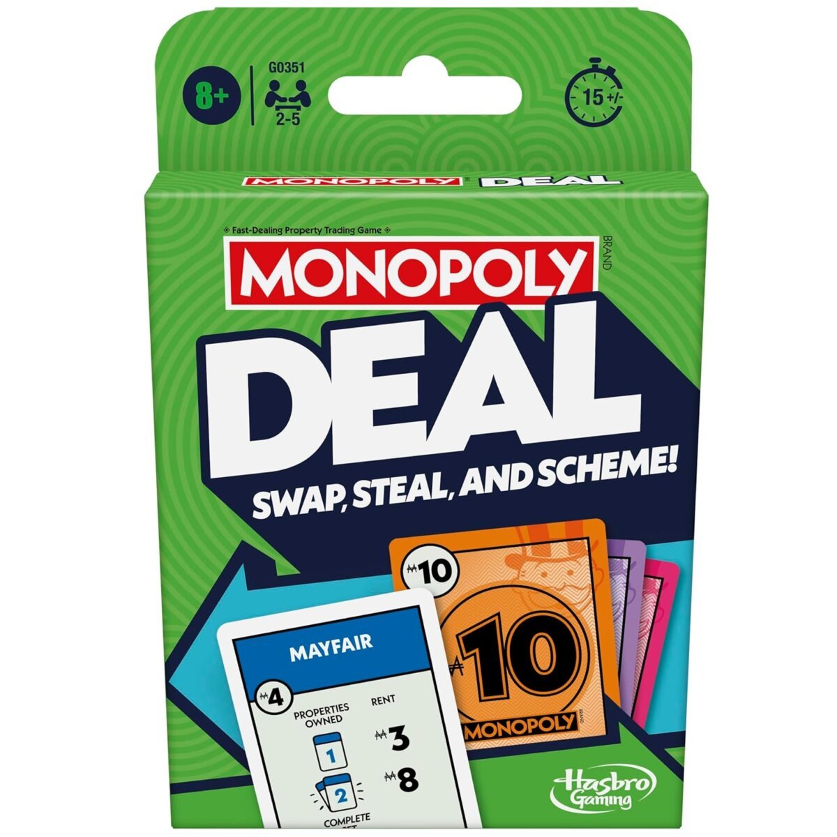 Hasbro Monopoly Deal Card Game | Fun Quick-Playing Card Game for Families and Kids | 8+ Years.