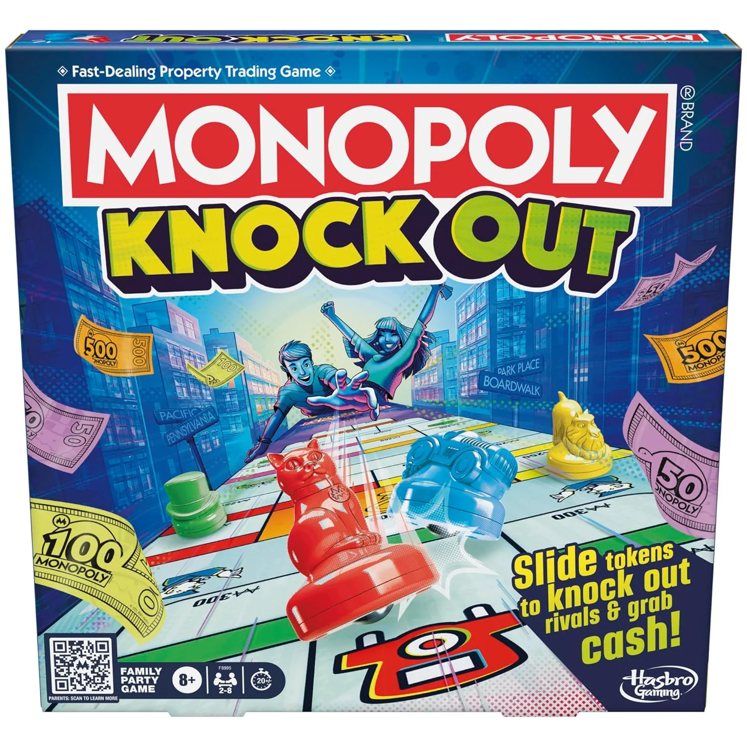 Hasbro Monopoly Knockout 2-8 Players Fun Family Board Game for Kids and Adults | 8+ Years.