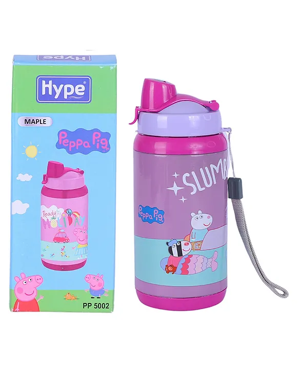 Hype Stainless Steel Maple Peppa Pig Theme Water Bottle | Kids Insulated Thermos | Spill-Proof Hydration Bottle | 3+ Years