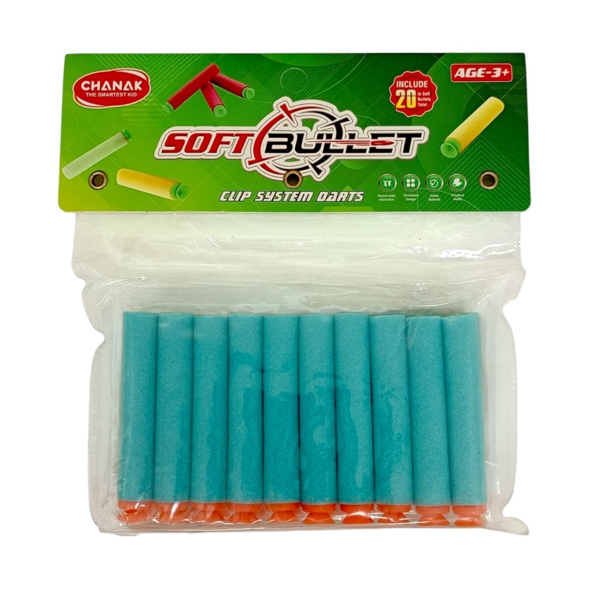 Chanak 20 Soft Gun Bullets | Foam Refill Darts for Toy Guns | Safe and Durable Soft Bullets for Kids Blasters | 3+ Years