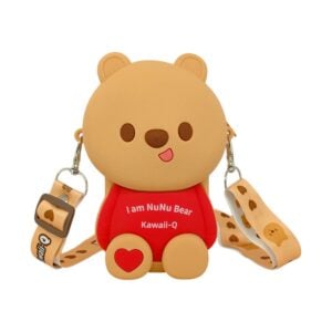 Silicone Sling NuNu Cute Bear Shaped Bag – Fun Soft Carry Bag for Kids 3+ Years with Accessories