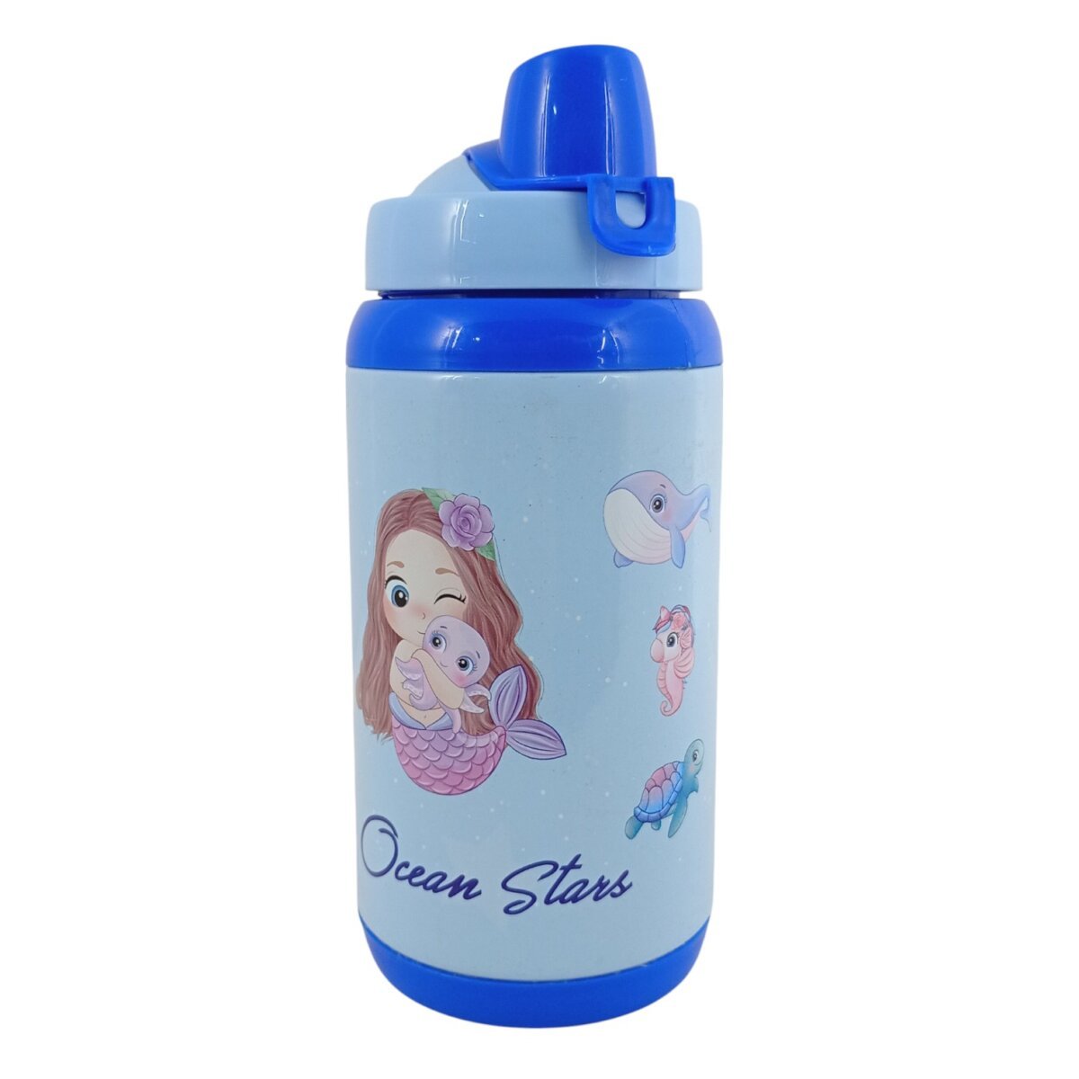 Hype Stainless Steel Neptune Mermaid Theme Water Bottle | Kids Insulated Thermos | Spill-Proof Hydration Bottle | 3+ Years