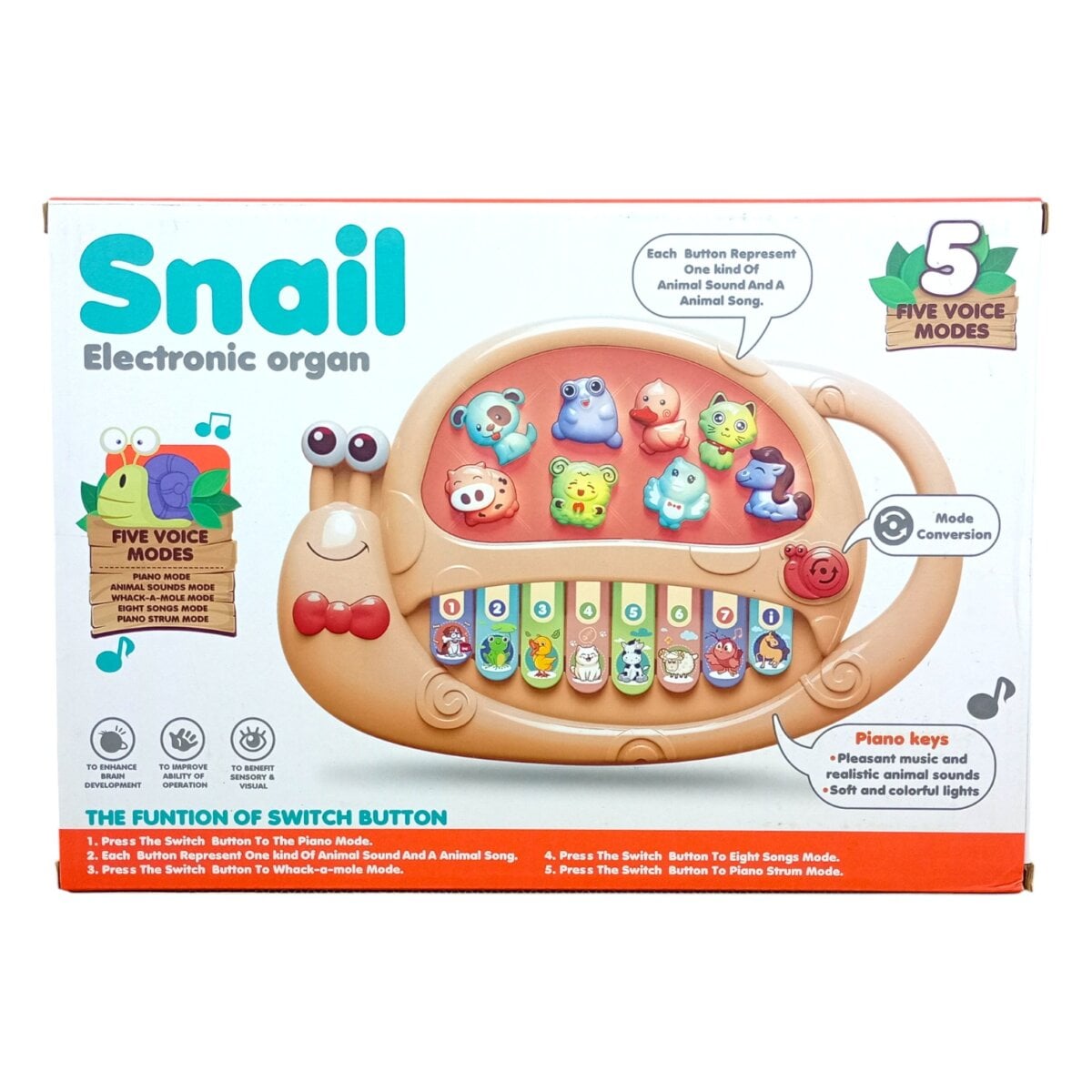 Lumo Snail Musical Electronic Piano Snail For Kids 2 1 Electronic Organ Snail Piano – Amazing Musical Toy With Animal Sounds And Light Modes For Kids 3+ To Boost Early Learning And Creative Play Electronic Organ Snail Piano – Amazing Musical Toy With Animal Sounds And Light Modes For Kids 3+ To Boost Early Learning And Creative Play Image 6